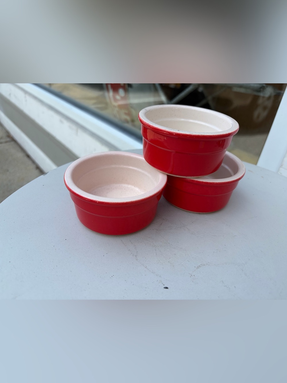 Set of 3 Red/OrangeCeramic Ramekins Cermer.